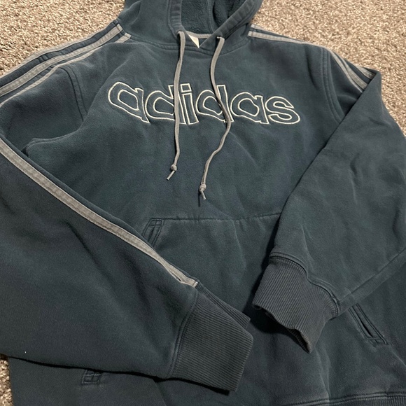 Vintage Blue Spell-out Adidas Fleece Hoodie - Picture 2 of 6